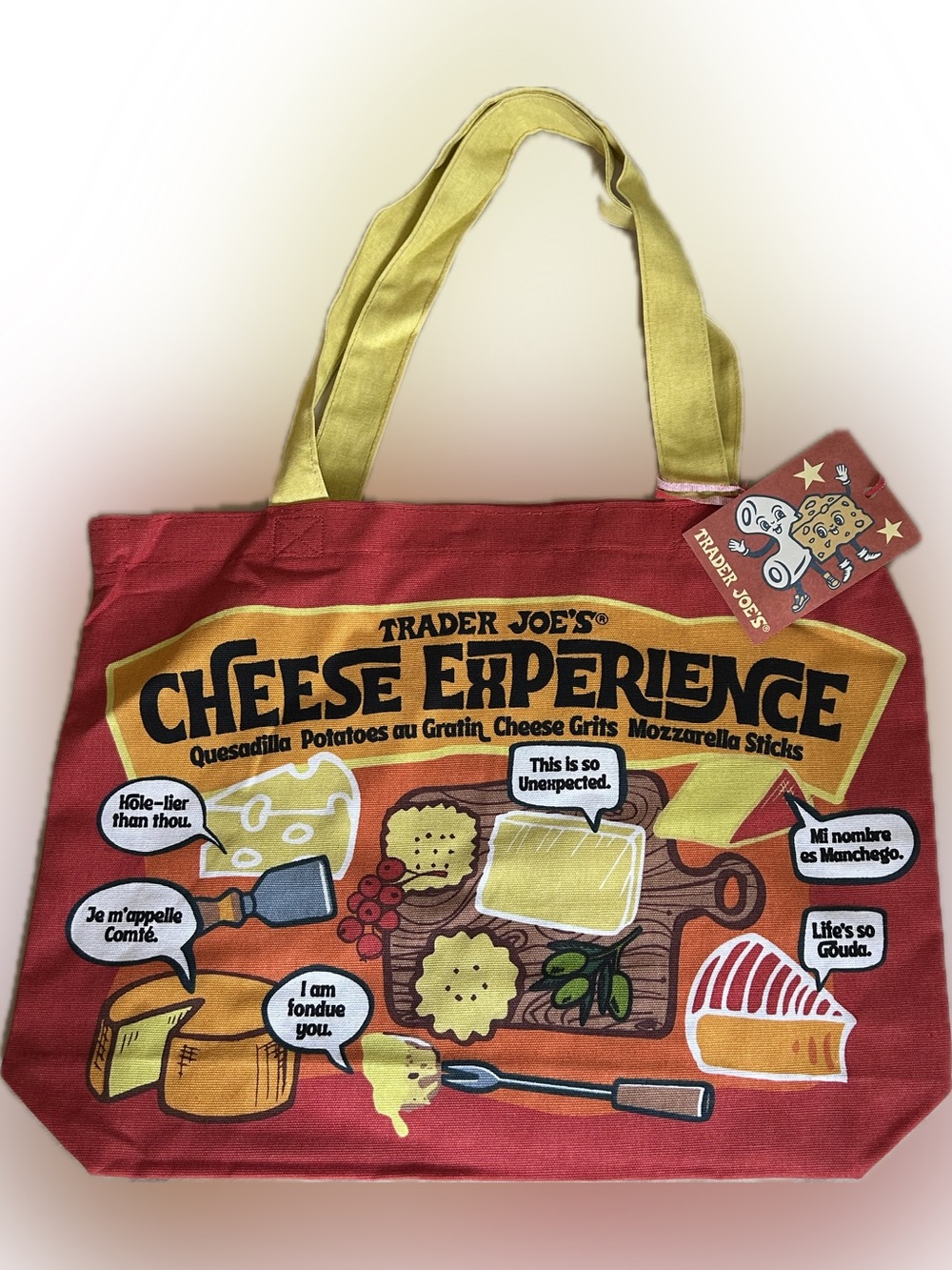 Trader Joe's Red Canvas 'Cheese Experience' Shoulder Tote